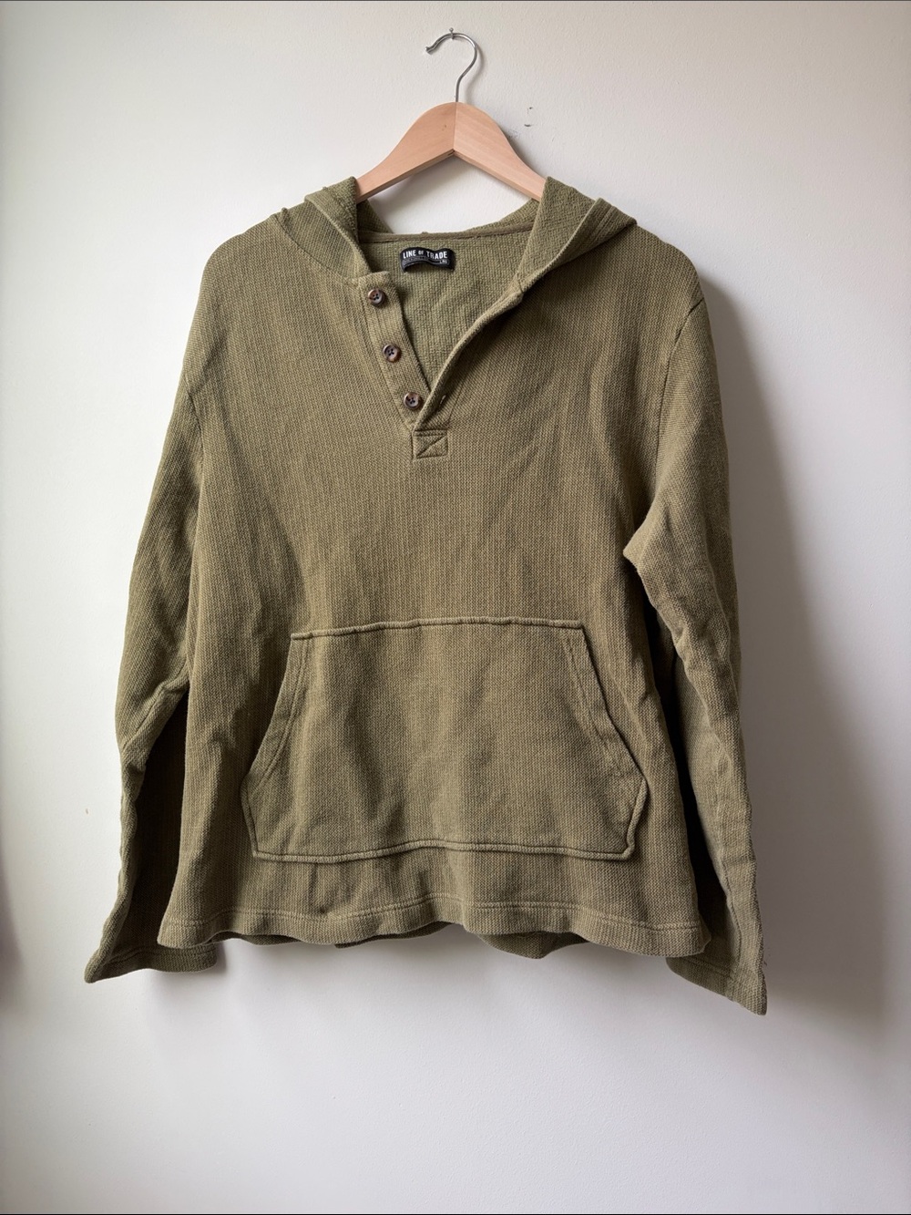 Men's Hooded Crewneck Pullover Sweater - Olive